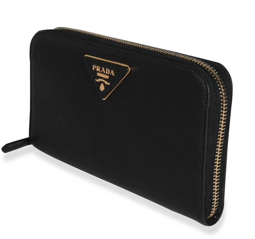 Prada Prada Black Saffiano Leather Large Zip-Arou… - image 2