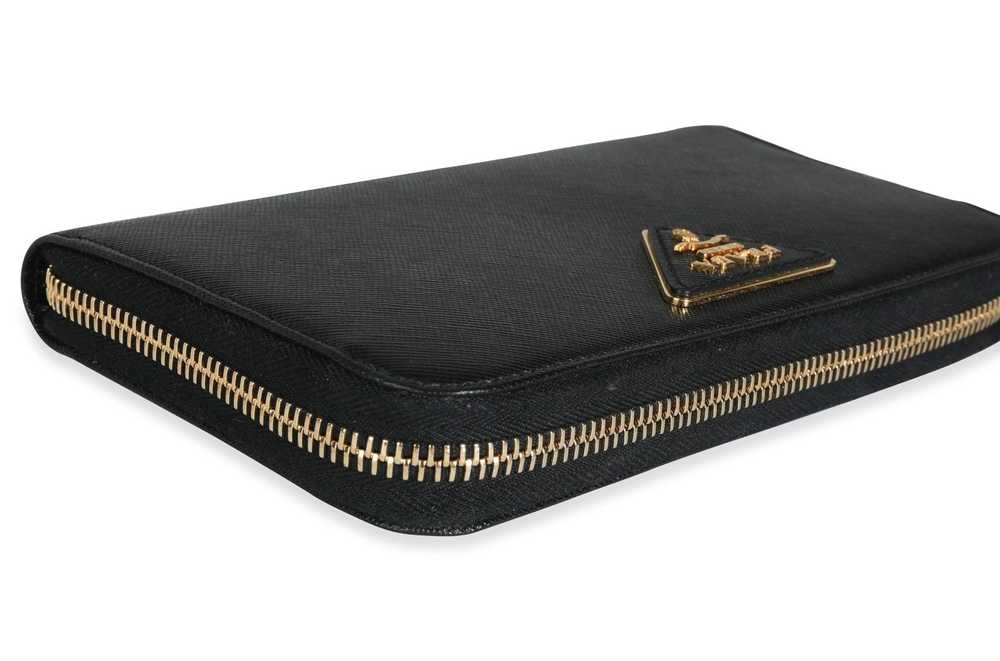Prada Prada Black Saffiano Leather Large Zip-Arou… - image 5
