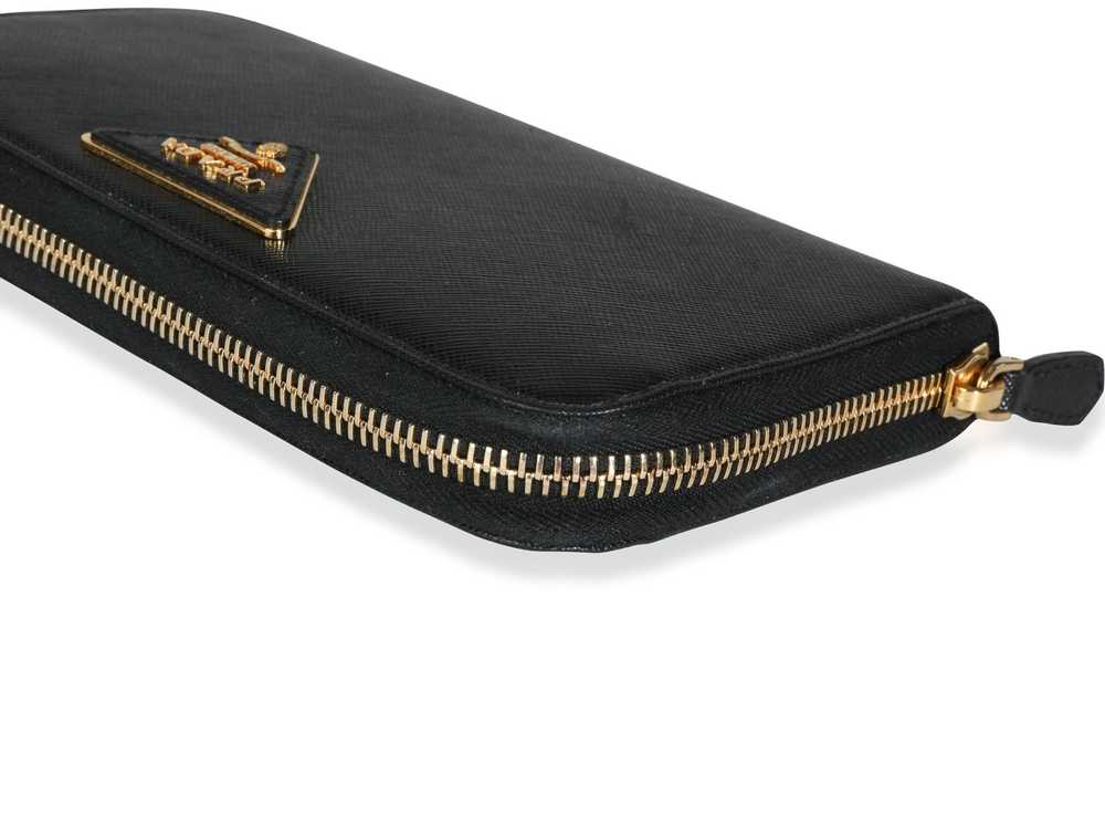 Prada Prada Black Saffiano Leather Large Zip-Arou… - image 6