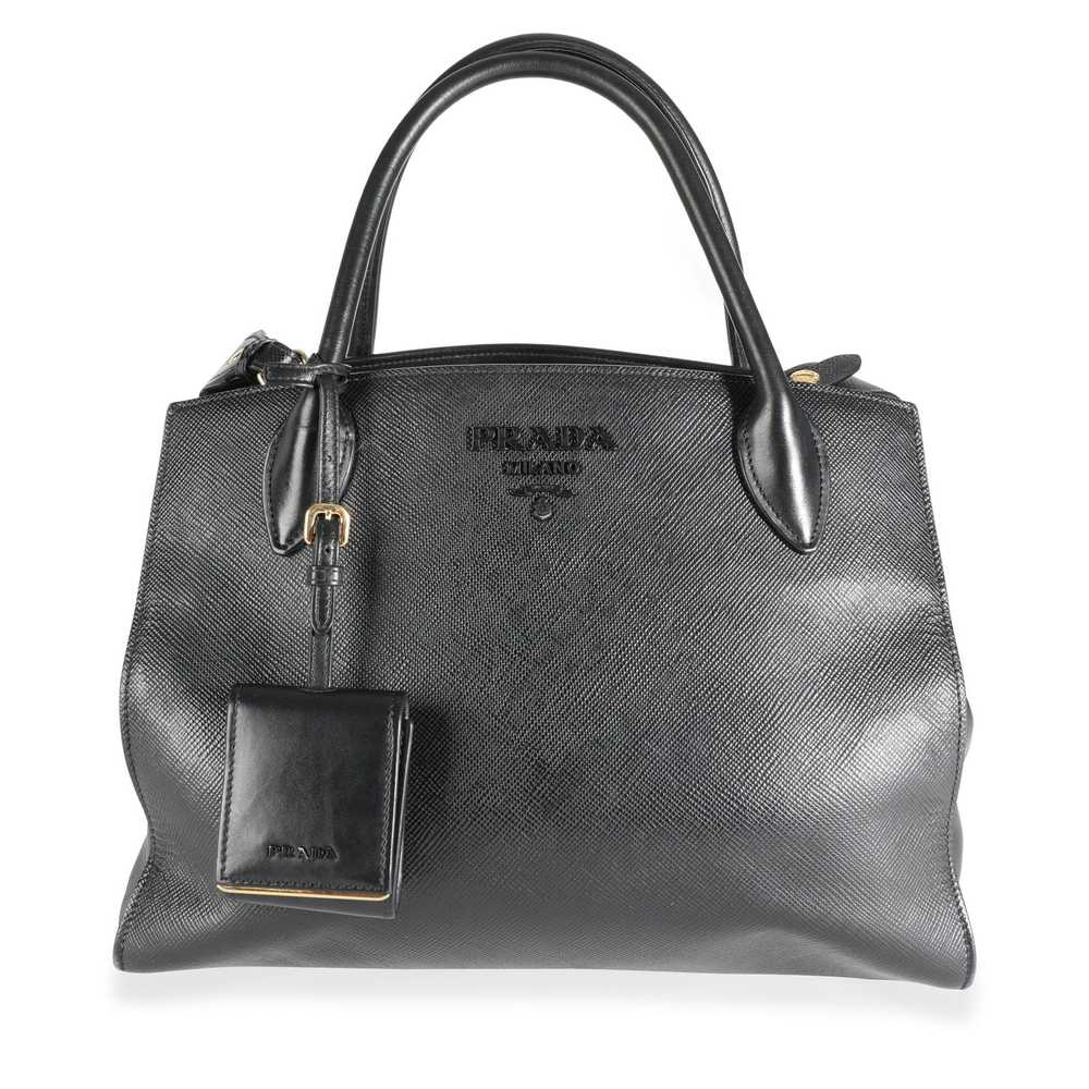 Prada Prada Black Saffiano & Calfskin Leather Med… - image 1