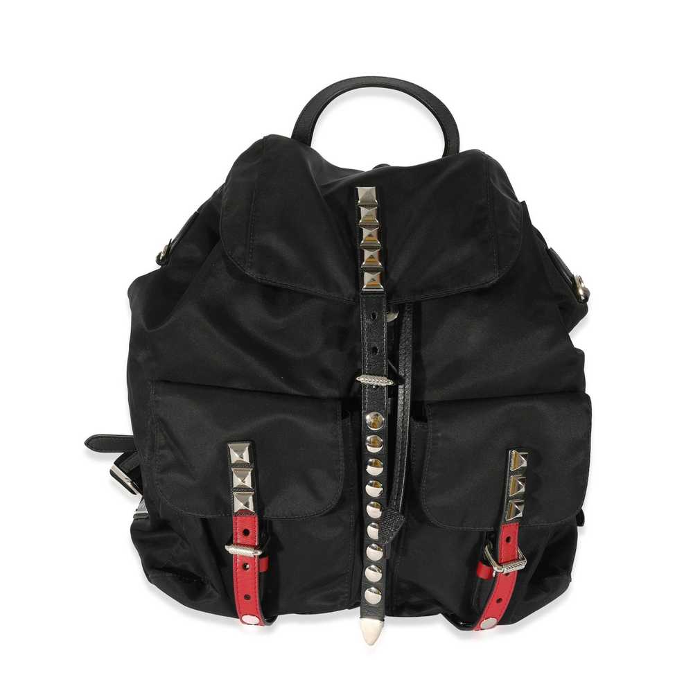 Prada Prada Black Nylon Studded Vela Backpack - image 1