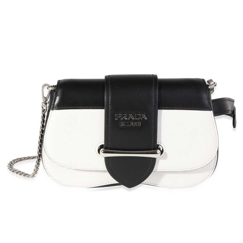 Prada Prada Black & White City Calf Leather Sidon… - image 1