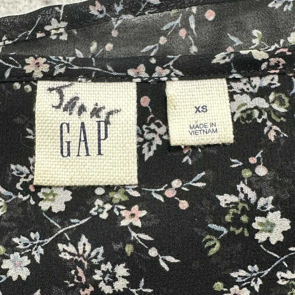 Gap GAP XS Black Crewneck Ruffle Long Sleeve Top … - image 3