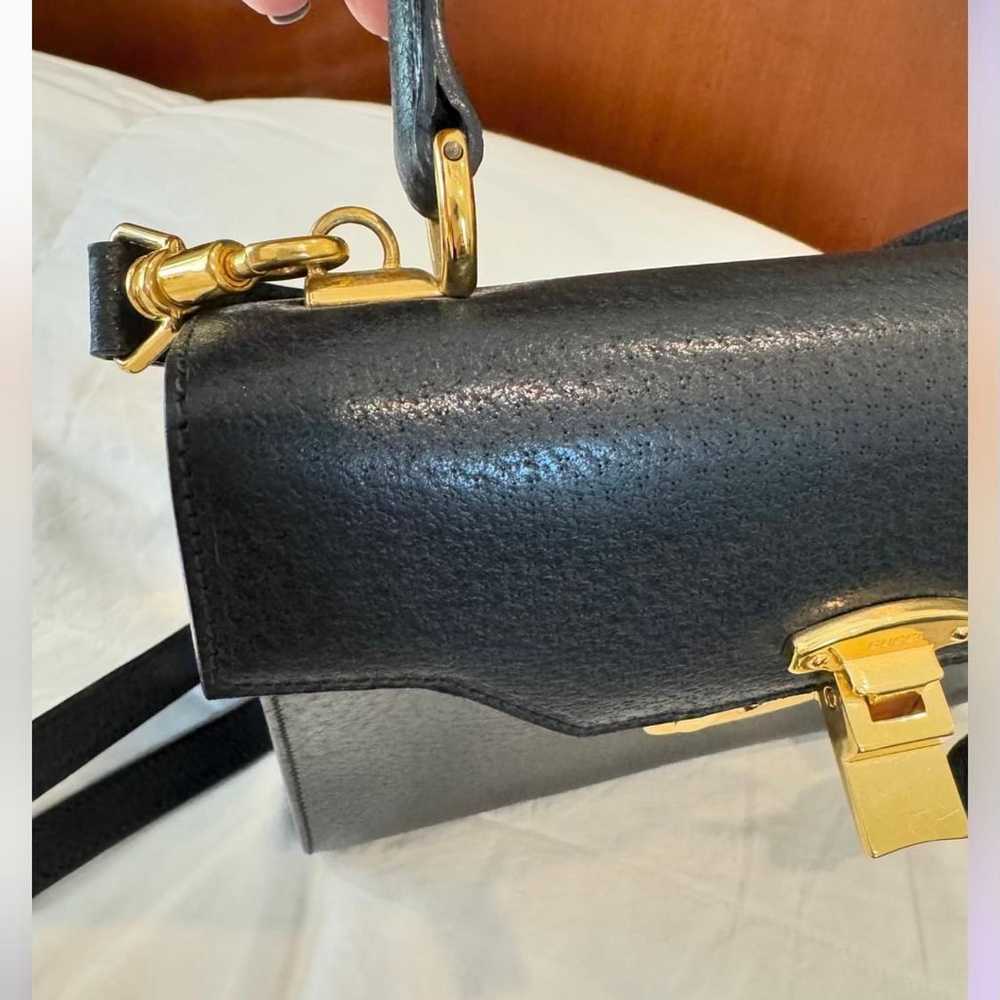 Gucci Vintage Lady Lock Top Handle Bag Black Leat… - image 5