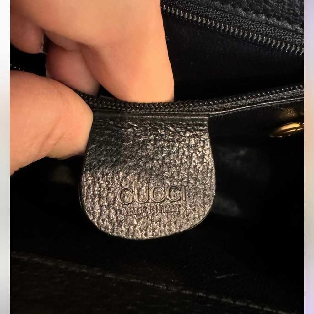 Gucci Vintage Lady Lock Top Handle Bag Black Leat… - image 9