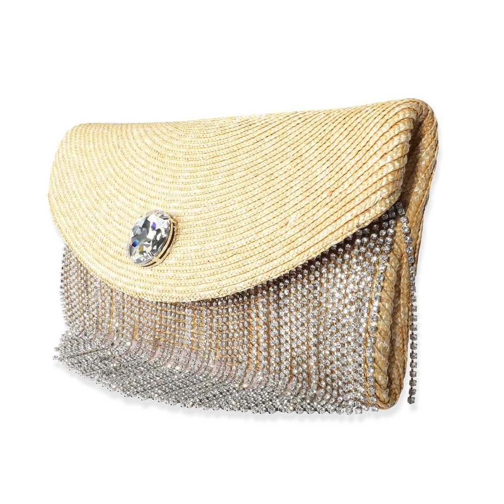 Miu Miu Miu Miu Crystal Fringe & Straw Clutch - image 2