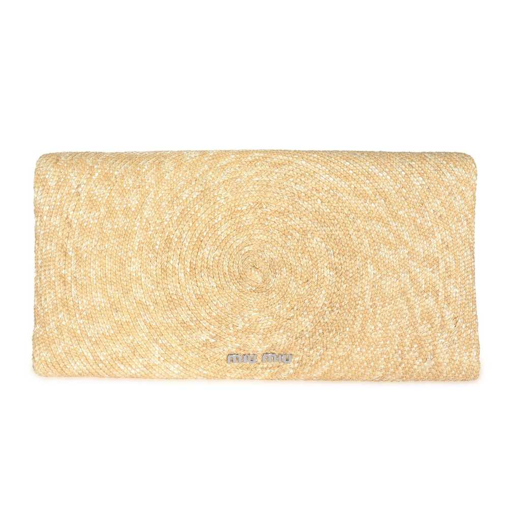 Miu Miu Miu Miu Crystal Fringe & Straw Clutch - image 3