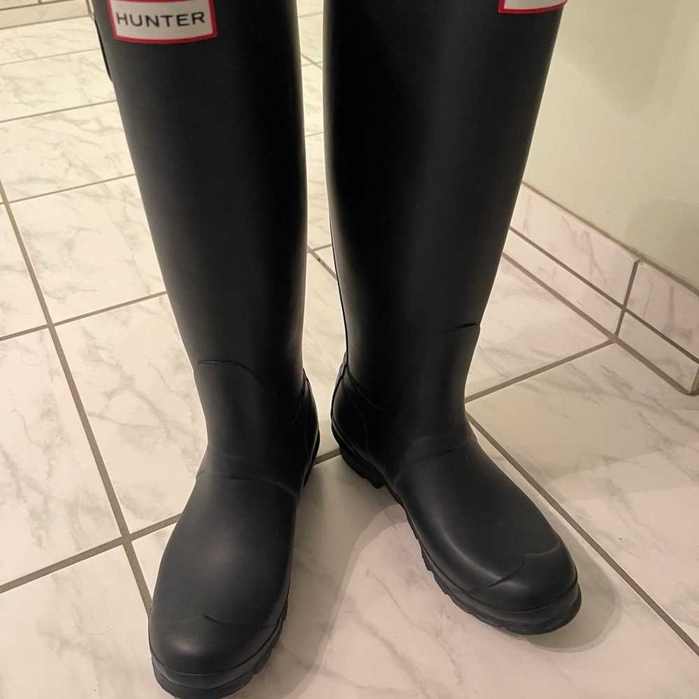 Hunter Navy Blue rain boots tall - image 4