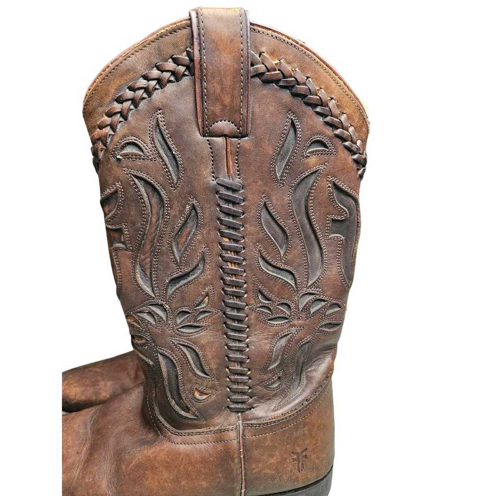 Frye Wyatt Overlay Brown Cowgirl Boots Women’s Si… - image 2