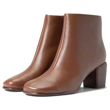 VINCE Maggie Brown Side Zip Leather Ankle Booties… - image 1