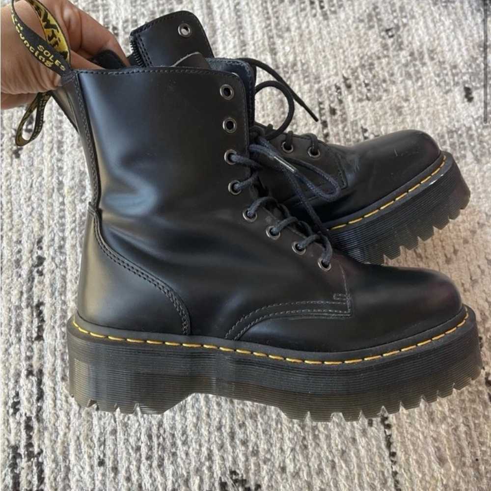 Doc martens jadon boots 7 black smooth leather pl… - image 2