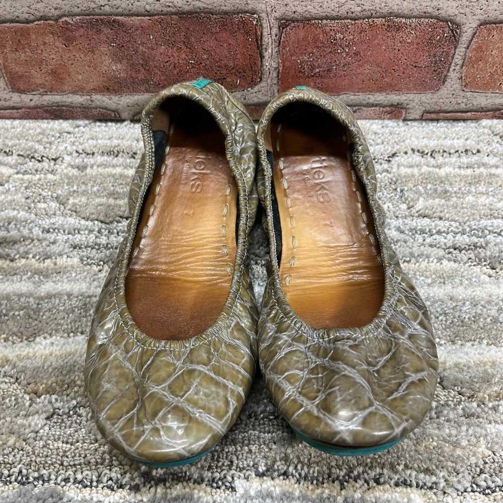 Tieks Sienna Brown Croc Flats women’s size 7 - image 2