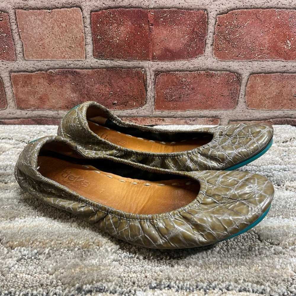 Tieks Sienna Brown Croc Flats women’s size 7 - image 3