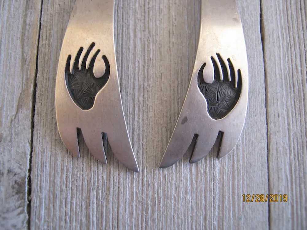 Hopi Earrings-Vintage, Bear Paw, Signed, From the… - image 4