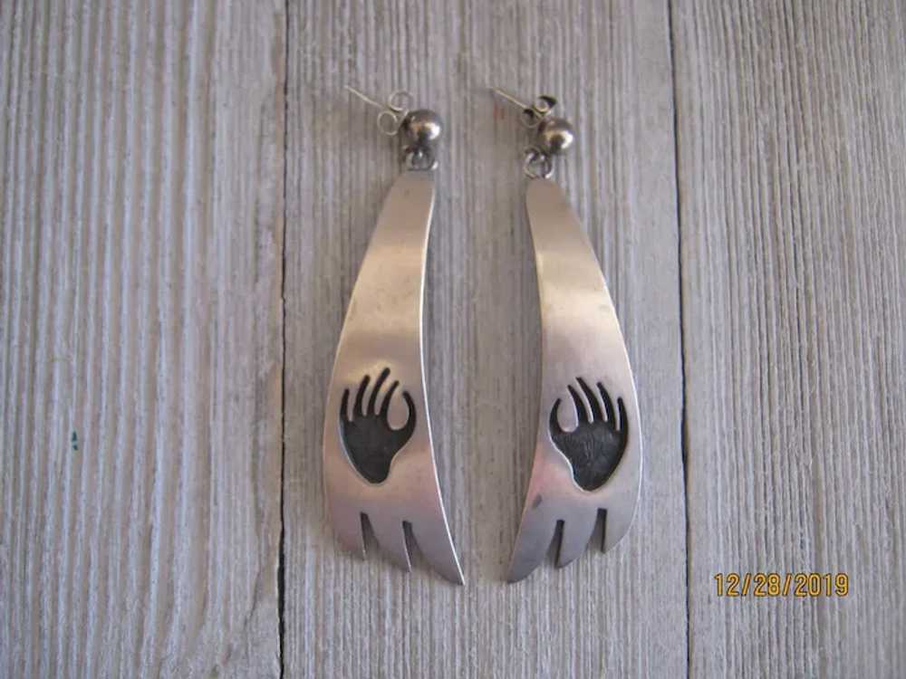 Hopi Earrings-Vintage, Bear Paw, Signed, From the… - image 8