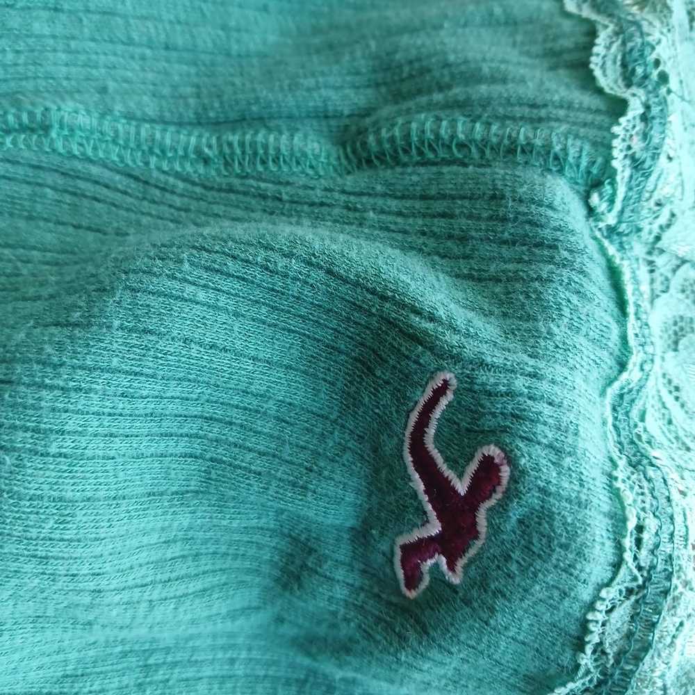 Y2k Hollister green ribbed lace cami tank - image 2