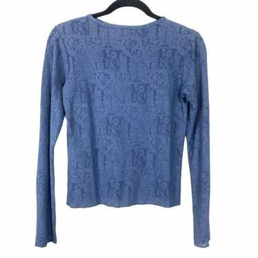 Fitigues Vintage Blue Long Sleeve Lace Top - image 1