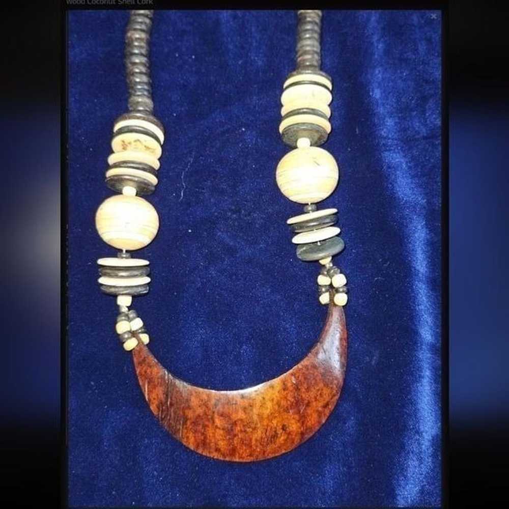 Handmade Wood Beaded Necklace - image 1