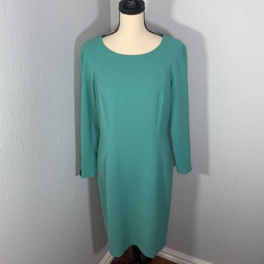 Lafayette 148 New York Turquoise Shift Dress with… - image 4