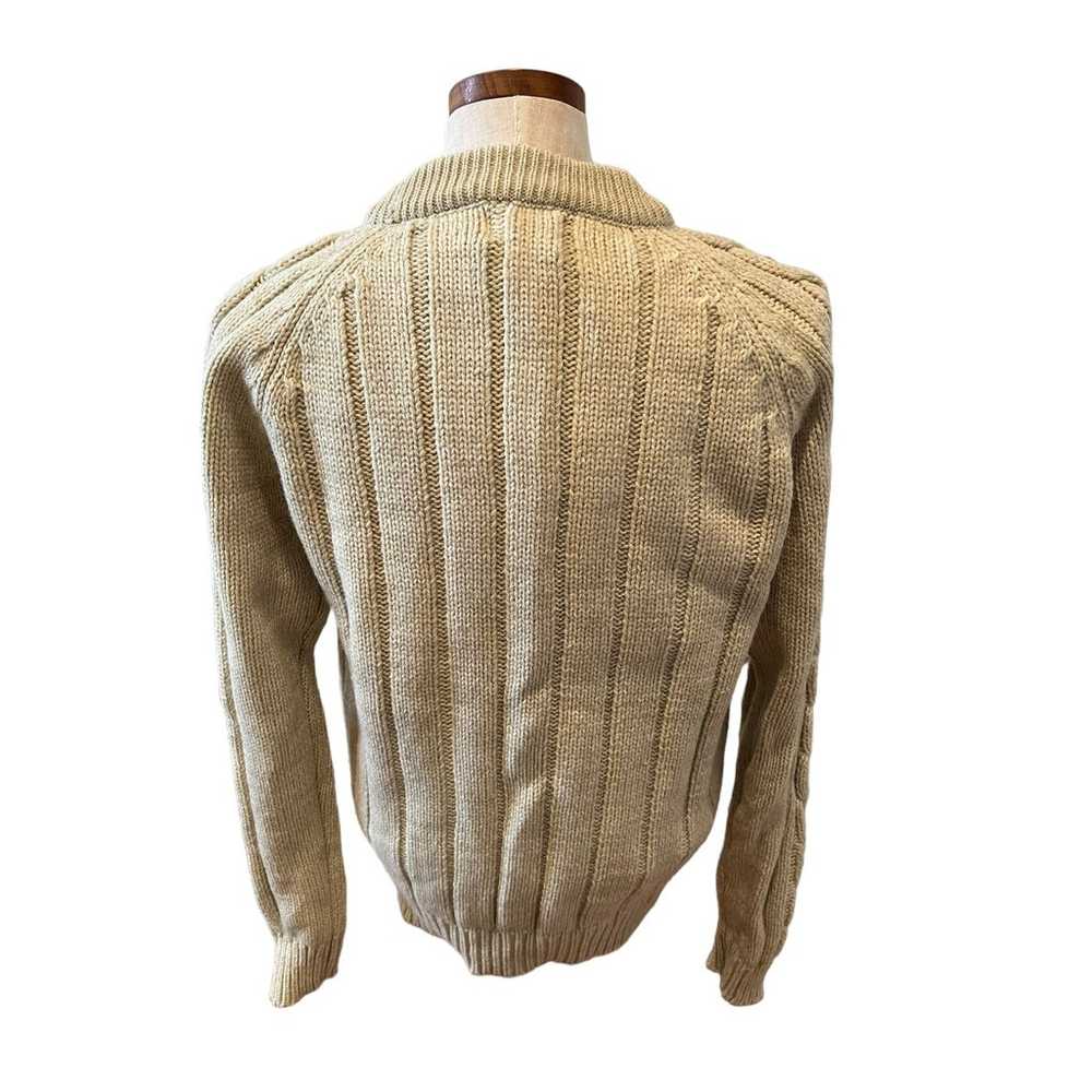 Vintage 80s Oatmeal Acrylic cable knit sweater L - image 4