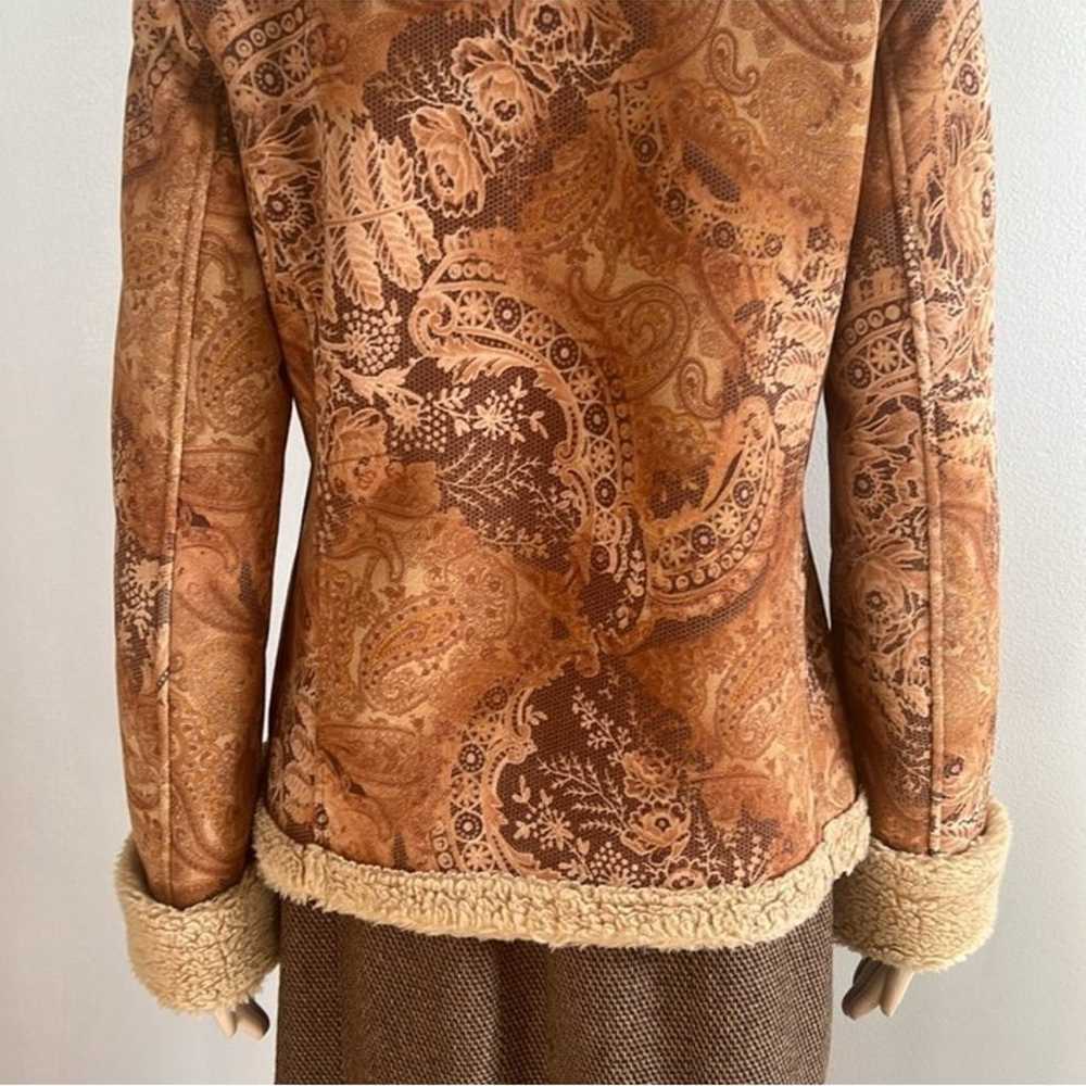 Vintage Gallery Shearling Paisley Print Coat Brow… - image 7