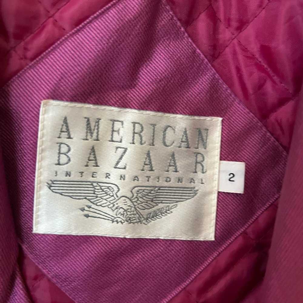 Vintage American Bazaar Pink Long Trench Coat Siz… - image 10