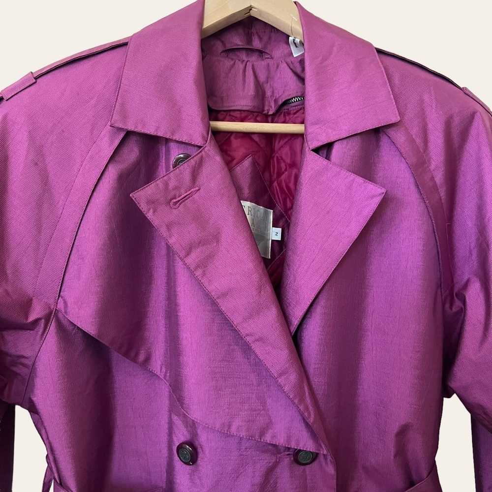 Vintage American Bazaar Pink Long Trench Coat Siz… - image 3