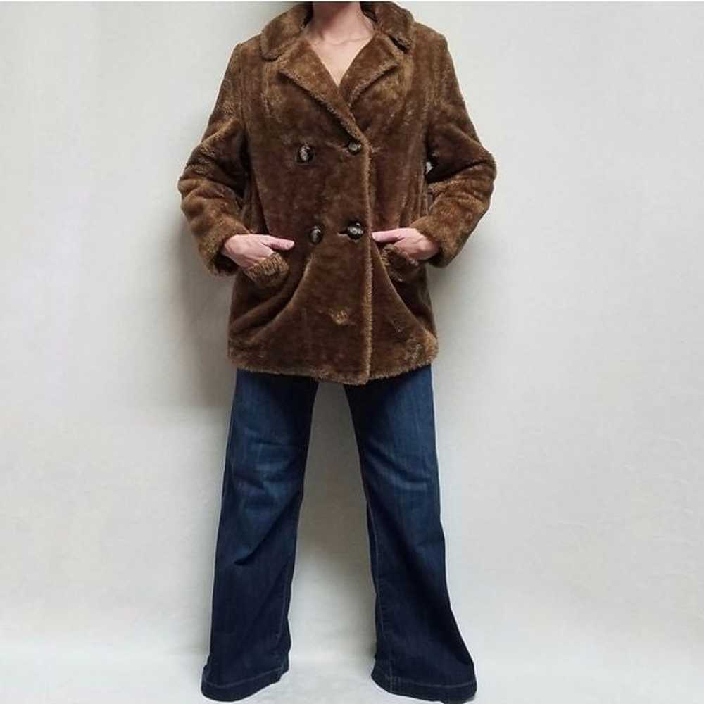 40s Vintage Pheobe Toffee Faux Fur Fleece Lined D… - image 2