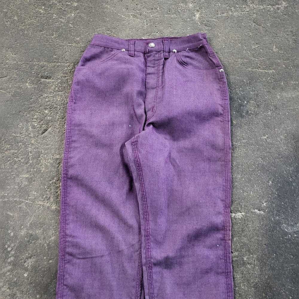 Vintage 70s Wrangler Maverick Jeans 12 USA Purple… - image 2