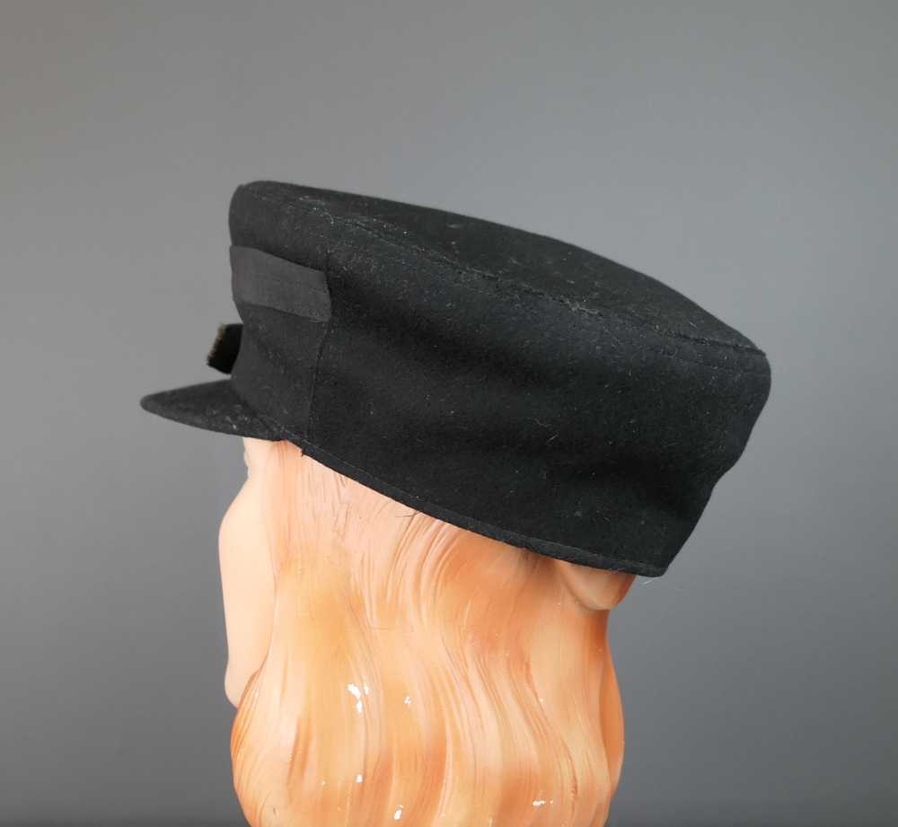Antique Men's Black Felt Winter Hat with Fur Line… - image 7