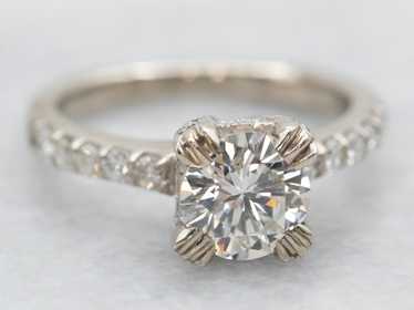 White Gold Diamond Engagement Ring with Diamond A… - image 1