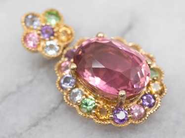 Pink Tourmaline Rainbow Gemstone Pendant - image 1