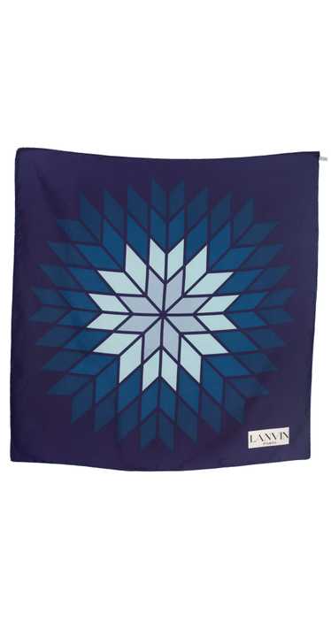 Lanvin 1970s Geometric Print Blue Silk Twill Scarf