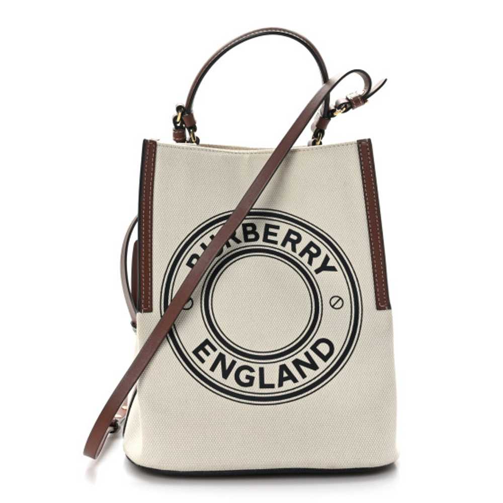 BURBERRY Canvas Cotton Small Peggy Bucket Bag Nat… - image 1