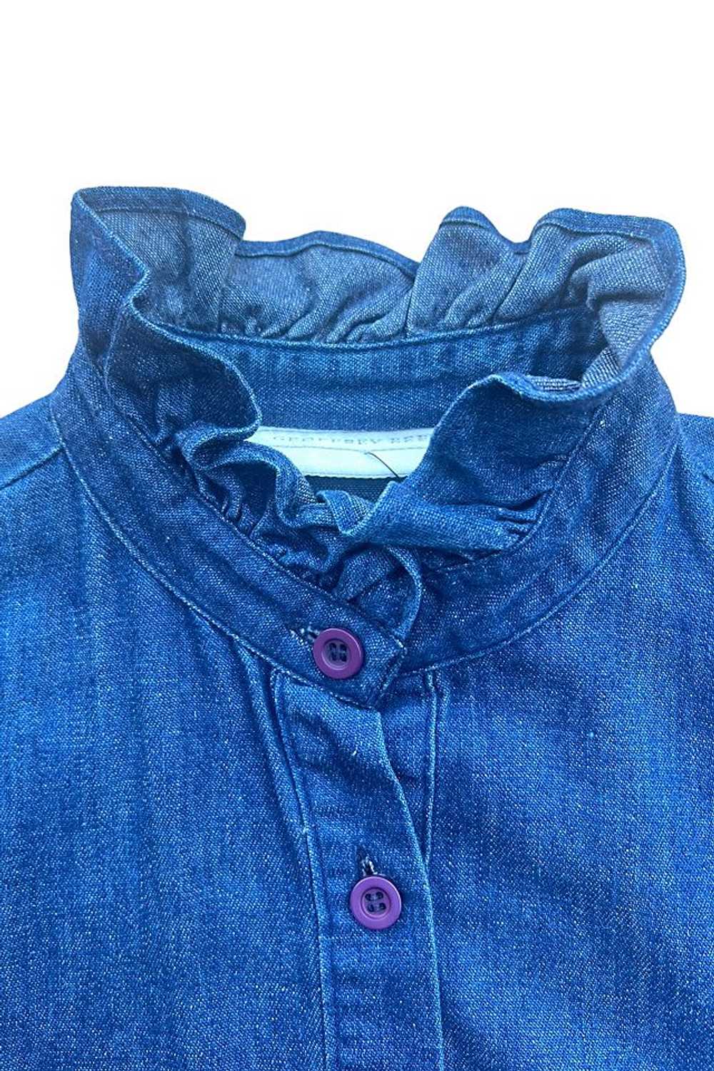 Vintage 1980s Geoffrey Beene Ruffled Jeans Shirt … - image 3