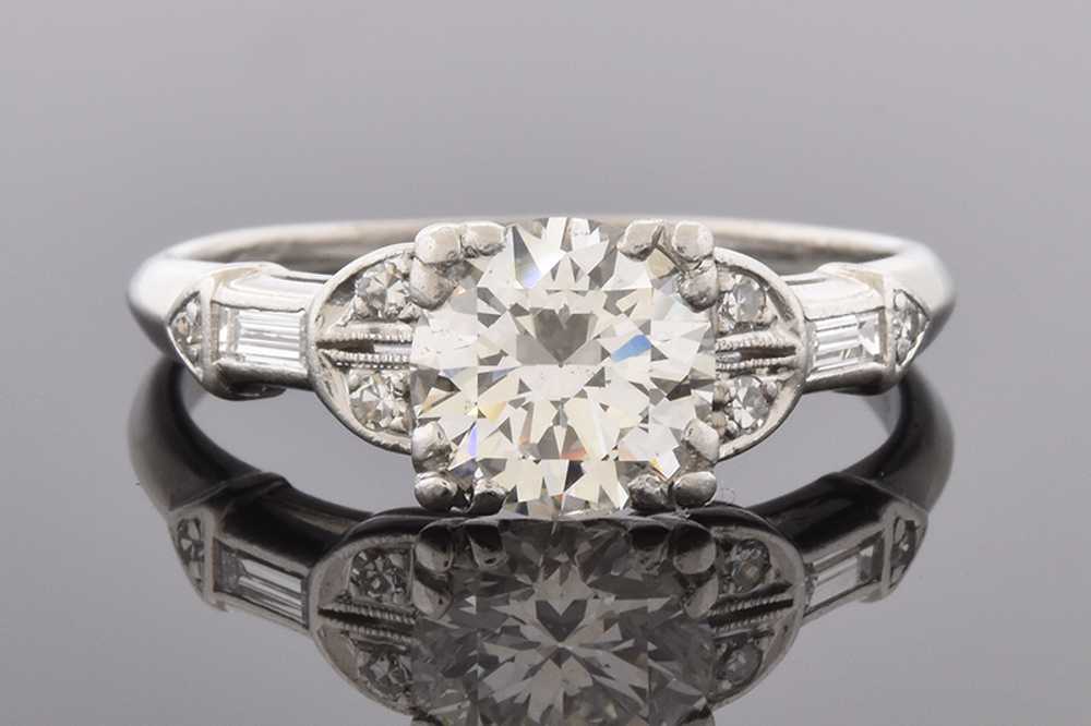 Art Deco Engagement Ring with Unique Diamond Deta… - image 1