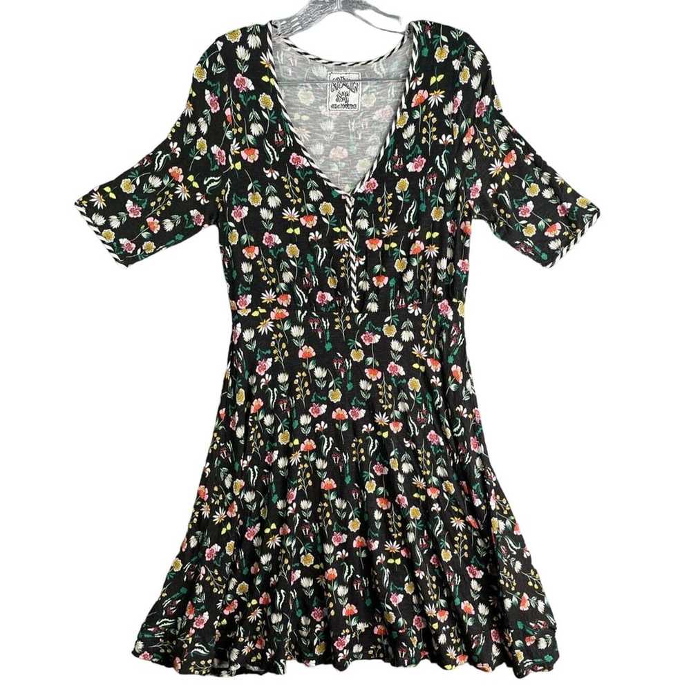 Cap Juluca Dress Womens Small Black Floral Viscos… - image 1