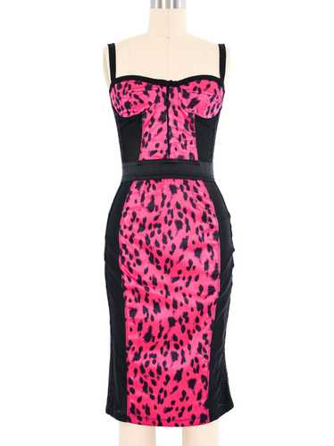 Dolce And Gabbana Fuschia Leopard Print Bustier Dr