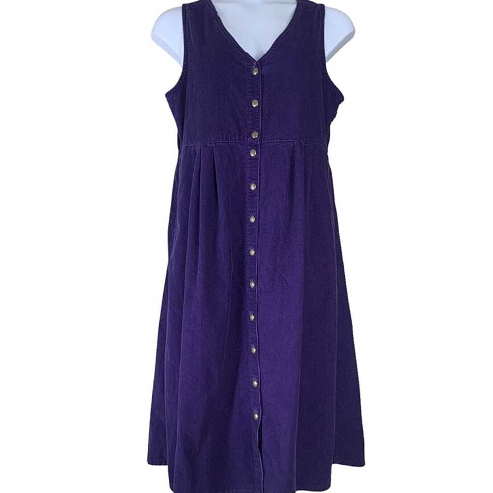 Vintage Dress Size Medium Purple Corduroy Button … - image 1