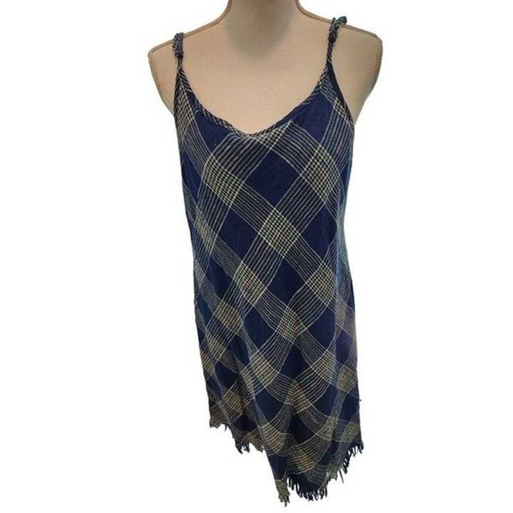 Natural Reflections Blue Plaid Lined Slip Dress X… - image 1