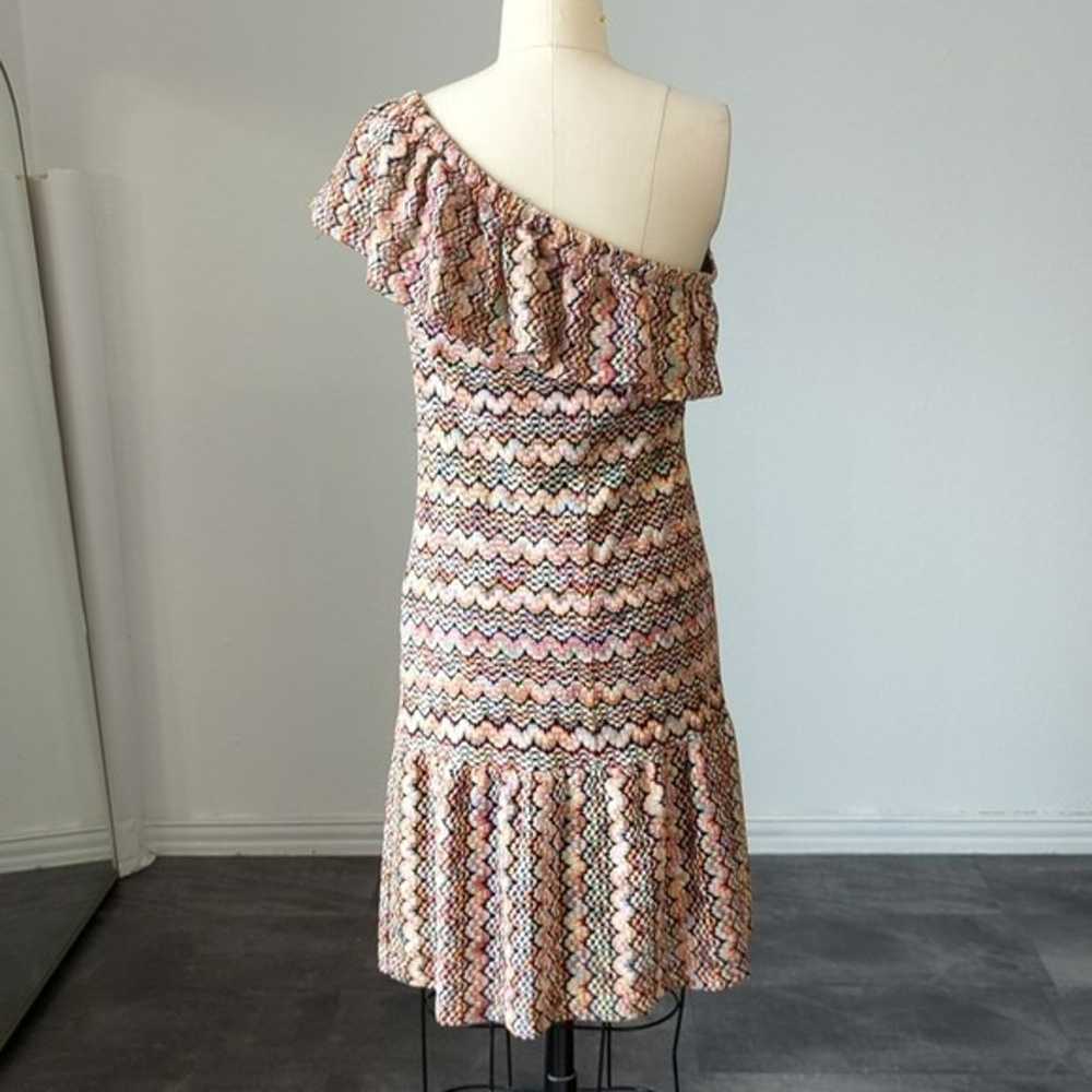 Trina Turk Chevron One Shoulder Ruffle Knit Dress… - image 2