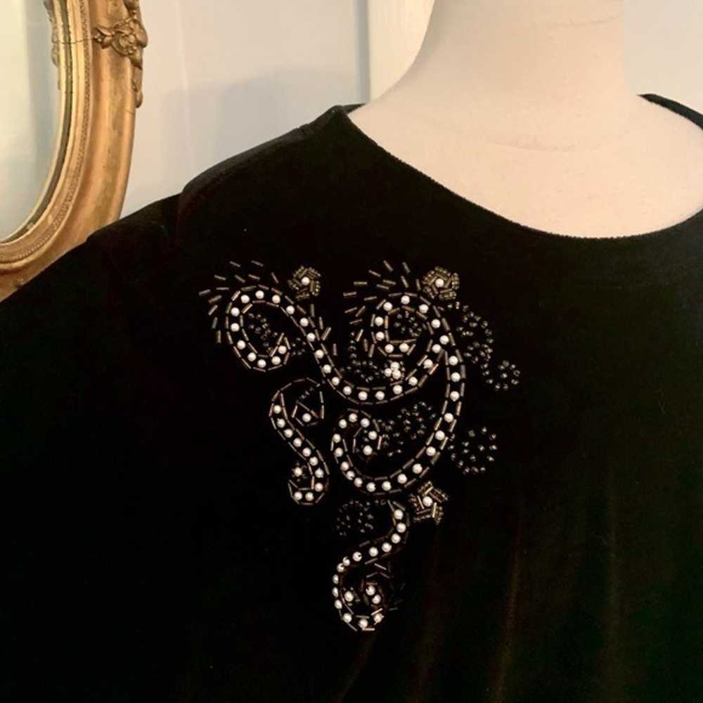 Vintage :: Black Velvet Embellished midi Dress 1X… - image 8