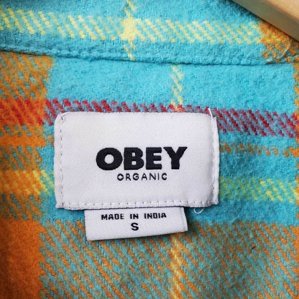 OBEY Organic Cotton Button Up Plaid LS Shirt SM - image 3