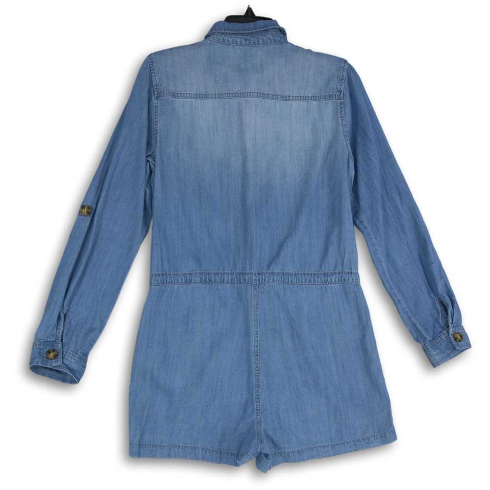 NWT Womens Blue Denim Long Sleeve One-Piece Rompe… - image 2