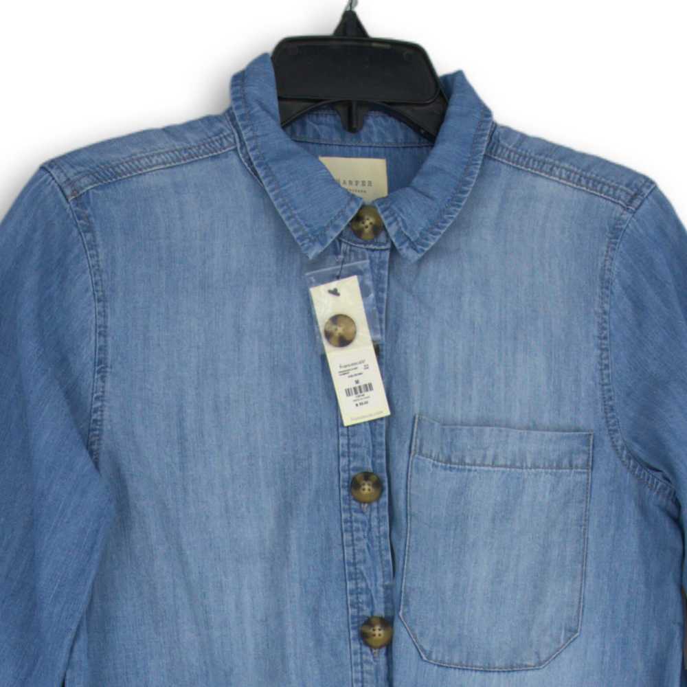 NWT Womens Blue Denim Long Sleeve One-Piece Rompe… - image 3