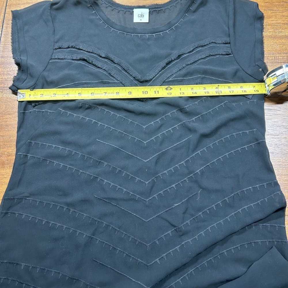 CABI Embroidered Sheer Dress Size M Black Cap Sle… - image 3