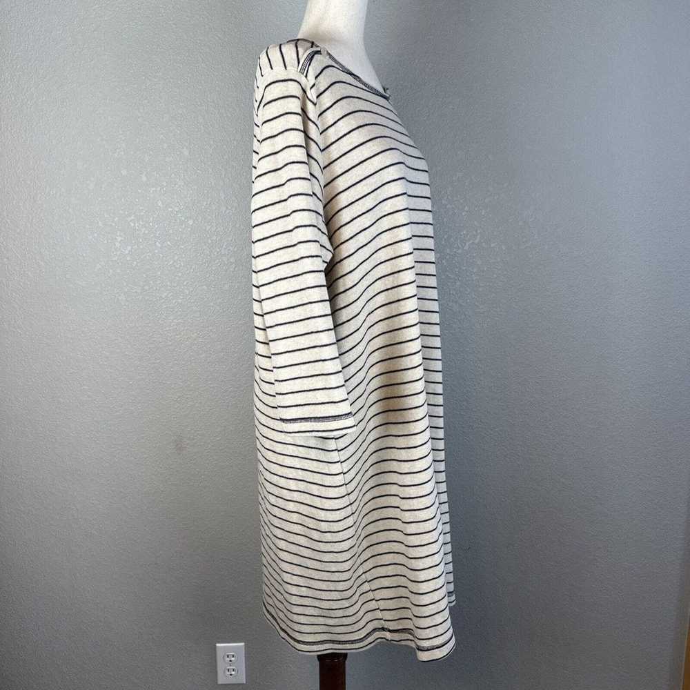 Lands' End Sweater Dress 20W 22W Beige Blue Strip… - image 6