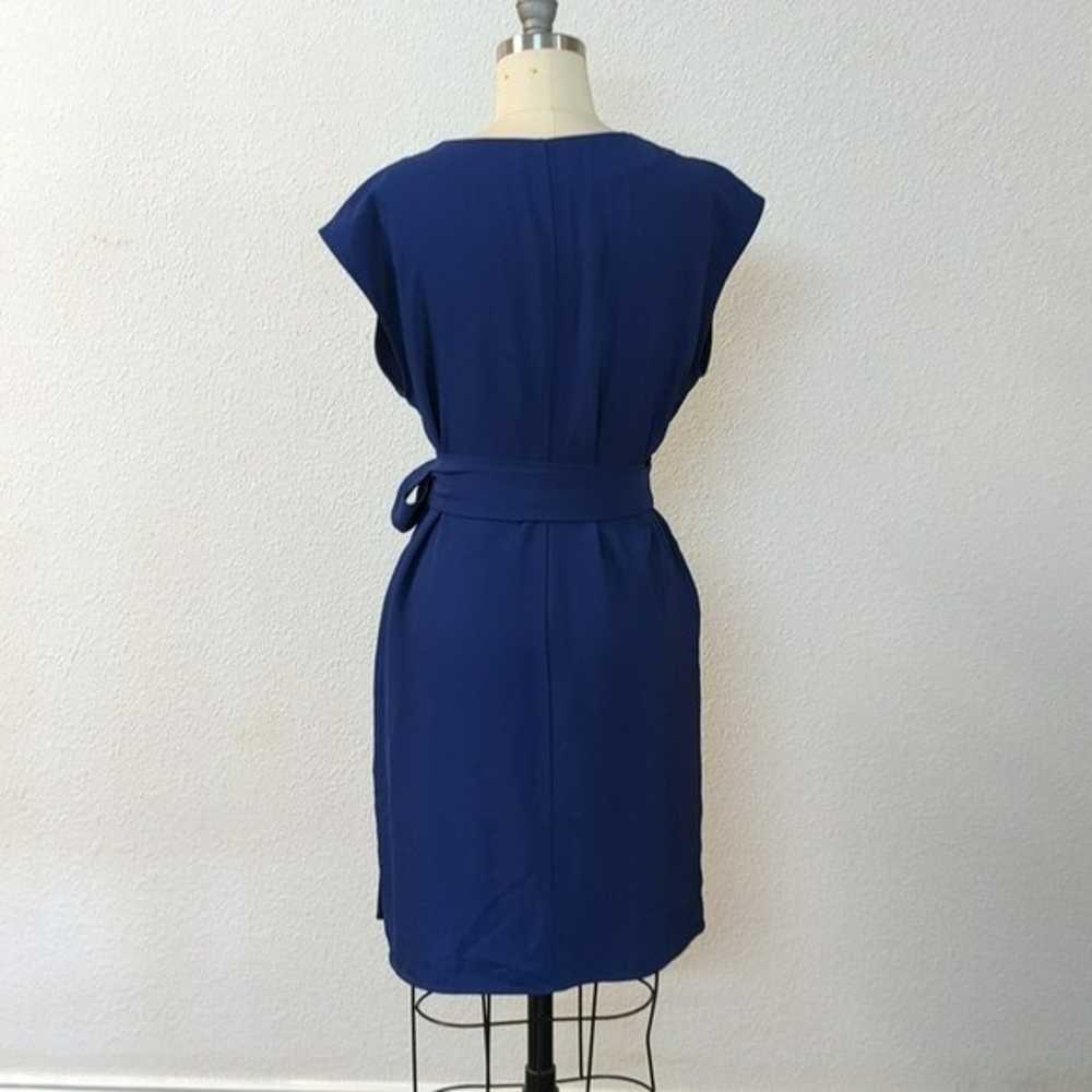 Everlane V Neck Wrap Waist Tie Dress Blue 2 Busin… - image 2