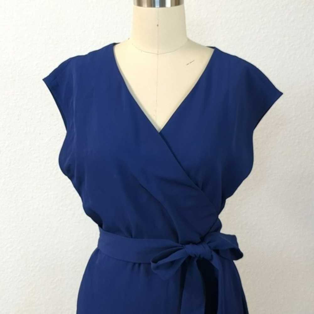 Everlane V Neck Wrap Waist Tie Dress Blue 2 Busin… - image 4