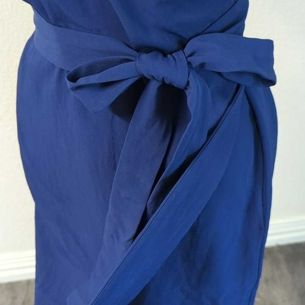 Everlane V Neck Wrap Waist Tie Dress Blue 2 Busin… - image 5